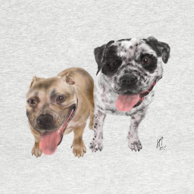 Double Trouble Bulldog and Mutt by LITDigitalArt